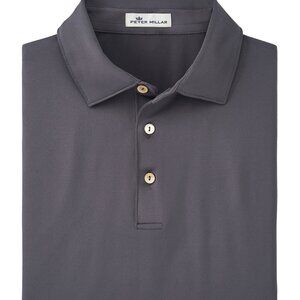 Peter Millar Iron Gray Solid Performance Jersey Polo Golf Summer Comfort